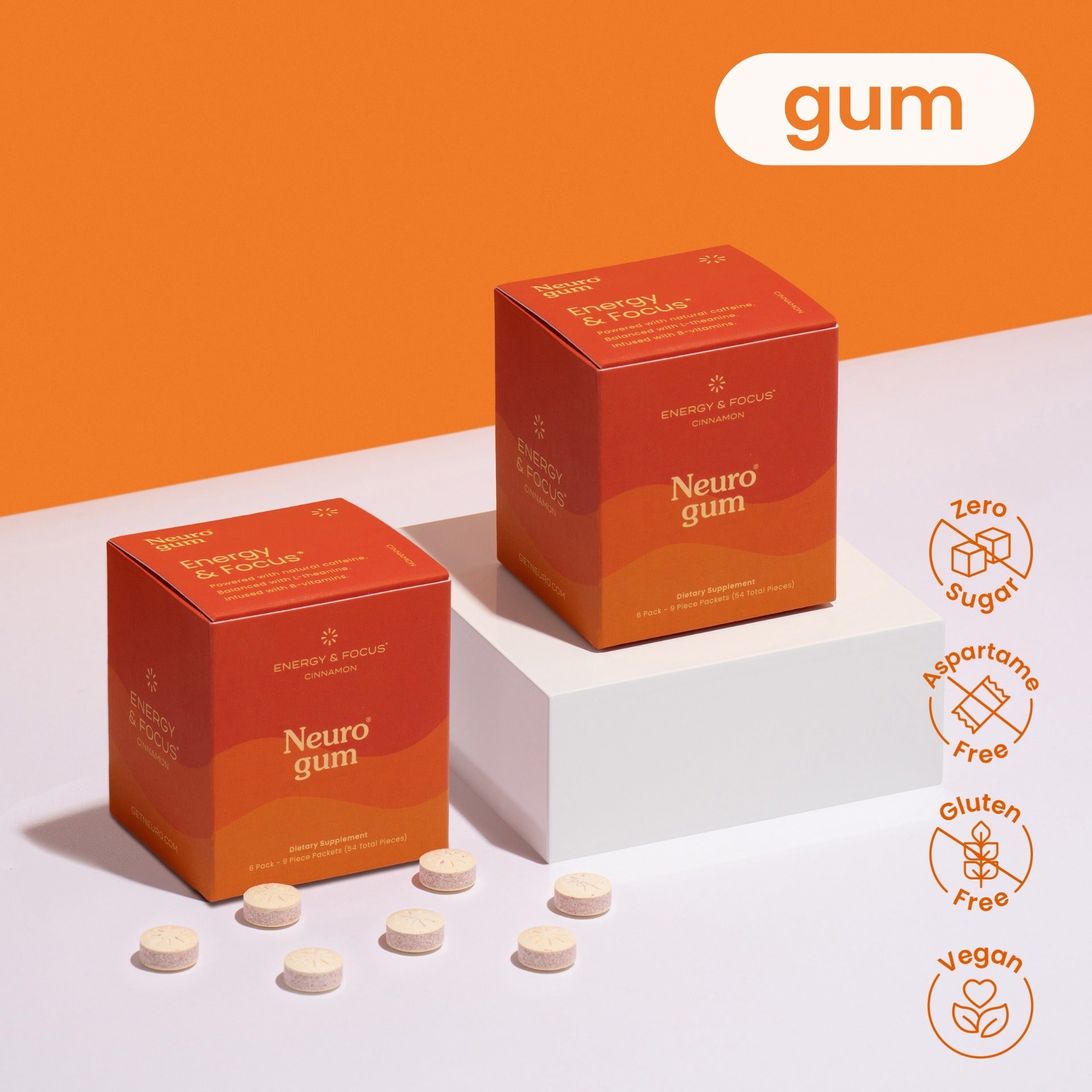 Neuro® Gum Energy & Focus™ 12 Pack (108 pcs) - Cinnamon