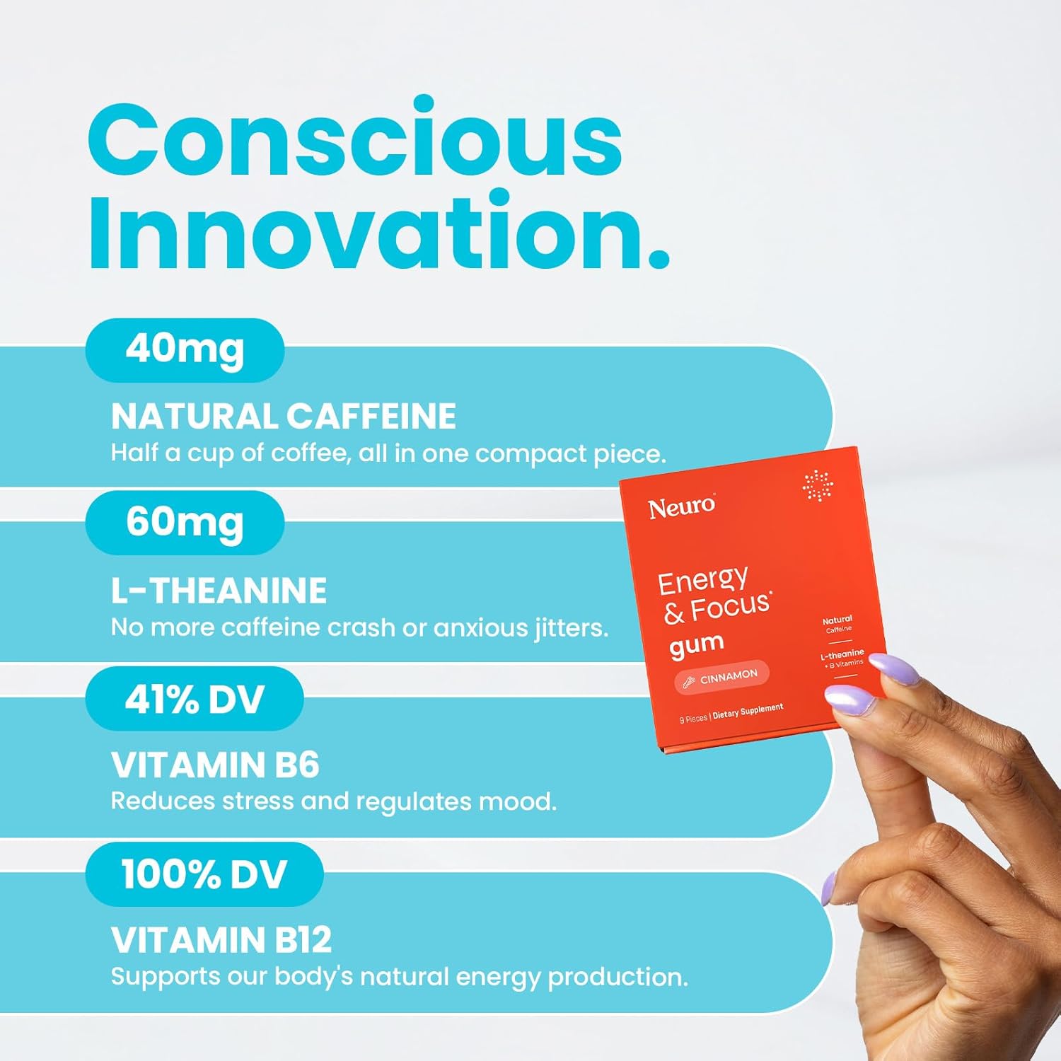 Neuro® Gum Energy & Focus™ 6 Pack (54 pcs) - Cinnamon