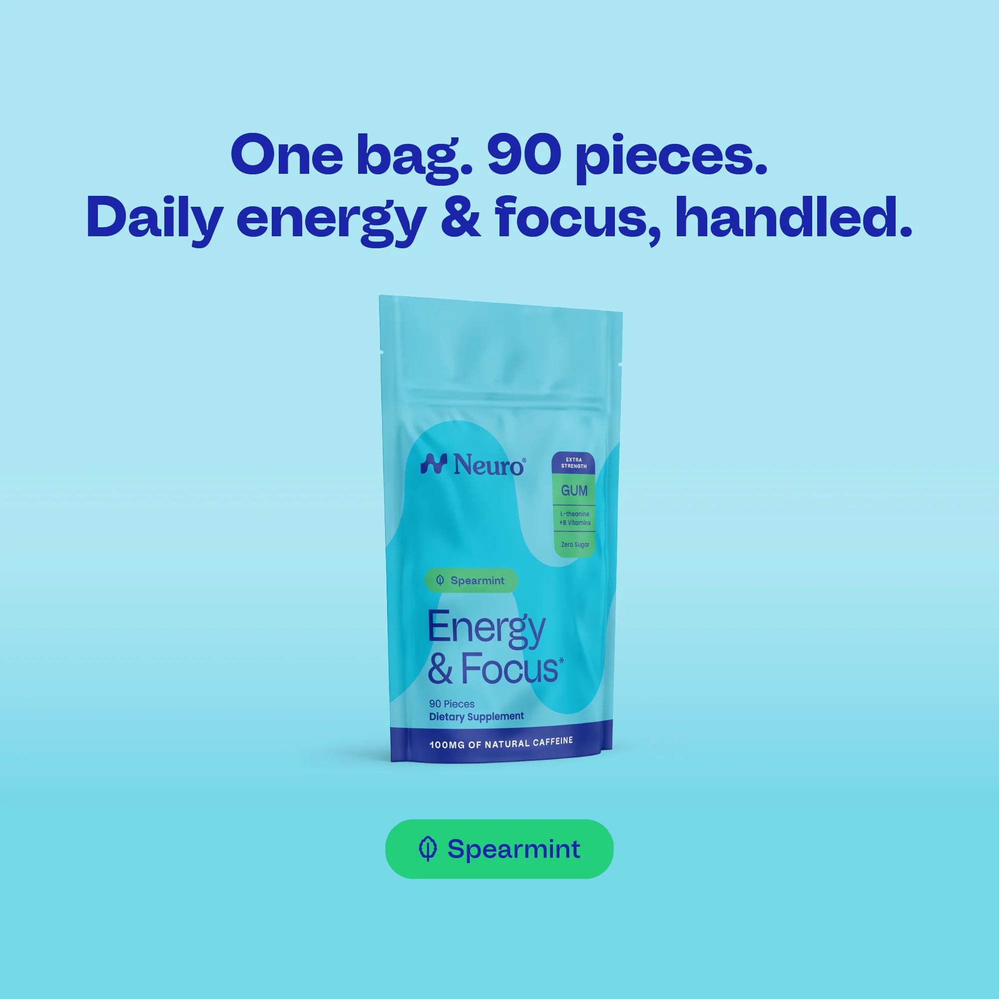 Neuro® Gum Extra Strength Energy & Focus™ Bulk Bag (90 pcs) - Spearmint