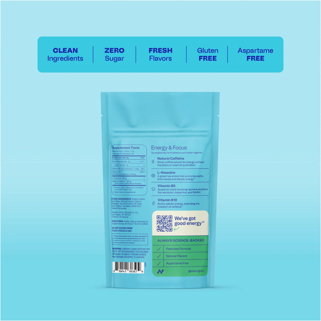 Neuro® Gum Extra Strength Energy & Focus™ Bulk Bag (90 pcs) - Spearmint